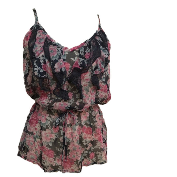 XXI Forever 21 Sheer Ruffled Razorback Tank Top - Picture 1 of 6